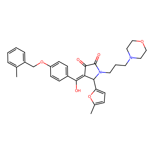 (4E)-4-[hydroxy-[4-[(2-methylphenyl)methoxy]phenyl]methylidene]-5-(5-methylfuran-2-yl)-1-(3-morpholin-4-ylpropyl)pyrrolidine-2,3-dione structure