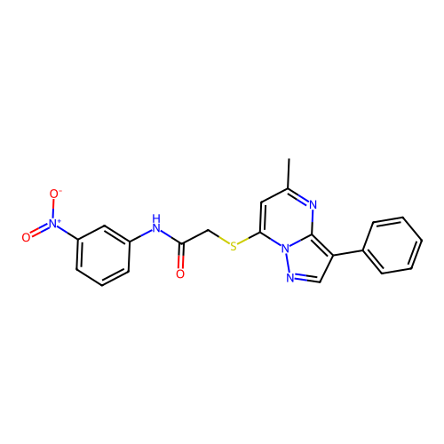 2-((5-methyl-3-phenylpyrazolo[1,5-a]pyrimidin-7-yl)thio)-N-(3-nitrophenyl)acetamide structure