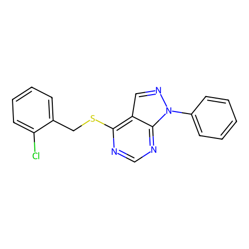 4-[(2-chlorobenzyl)sulfanyl]-1-phenyl-1H-pyrazolo[3,4-d]pyrimidine structure