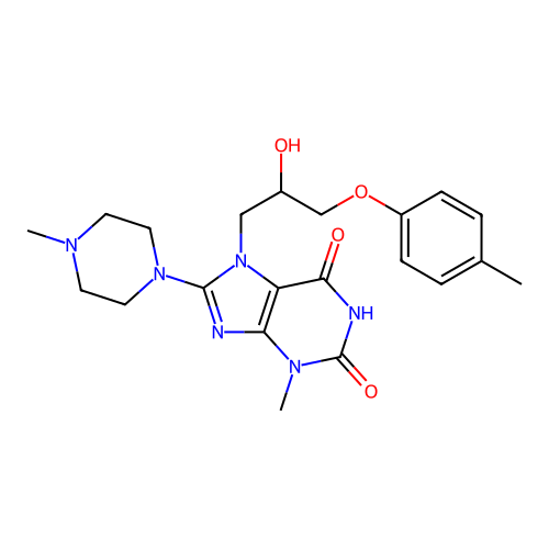 7-[2-hydroxy-3-(4-methylphenoxy)propyl]-3-methyl-8-(4-methylpiperazin-1-yl)purine-2,6-dione structure