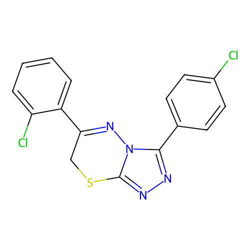 6-(2-chlorophenyl)-3-(4-chlorophenyl)-7H-[1,2,4]triazolo[3,4-b][1,3,4]thiadiazine structure