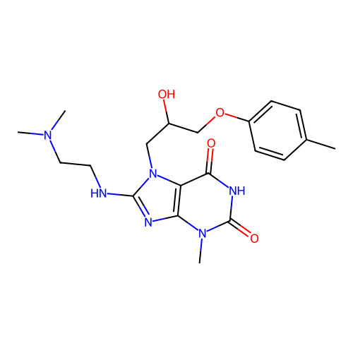 8-((2-(dimethylamino)ethyl)amino)-7-(2-hydroxy-3-(p-tolyloxy)propyl)-3-methyl-1H-purine-2,6(3H,7H)-dione structure