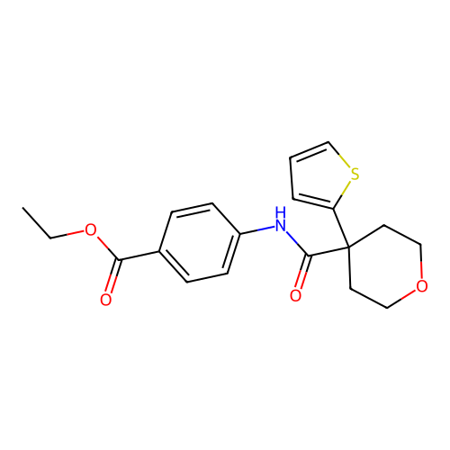 Ethyl 4-[4-(thiophen-2-yl)oxane-4-amido]benzoate structure