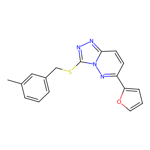 6-(Furan-2-yl)-3-((3-methylbenzyl)thio)-[1,2,4]triazolo[4,3-b]pyridazine structure