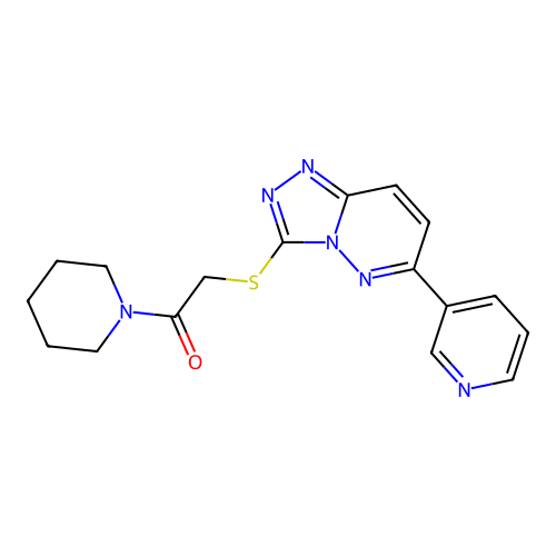 1-(piperidin-1-yl)-2-{[6-(pyridin-3-yl)-[1,2,4]triazolo[4,3-b]pyridazin-3-yl]sulfanyl}ethan-1-one structure