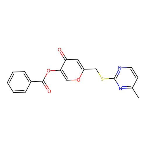 [6-[(4-Methylpyrimidin-2-yl)sulfanylmethyl]-4-oxopyran-3-yl] benzoate structure