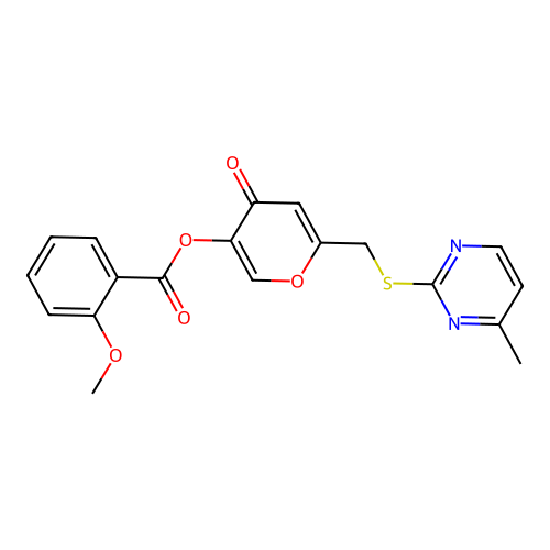 [6-[(4-Methylpyrimidin-2-yl)sulfanylmethyl]-4-oxopyran-3-yl] 2-methoxybenzoate structure