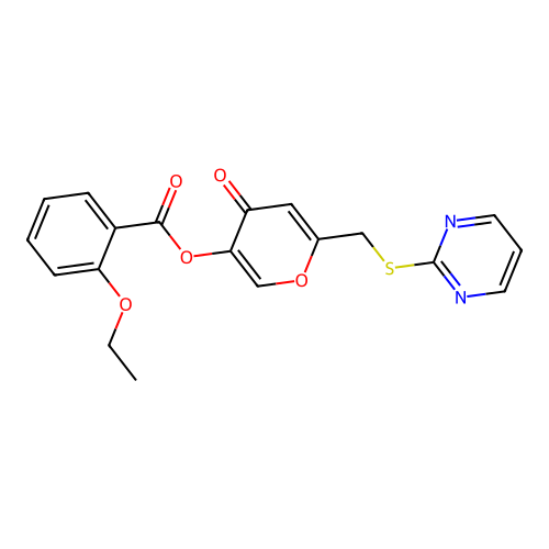[4-Oxo-6-(pyrimidin-2-ylsulfanylmethyl)pyran-3-yl] 2-ethoxybenzoate structure