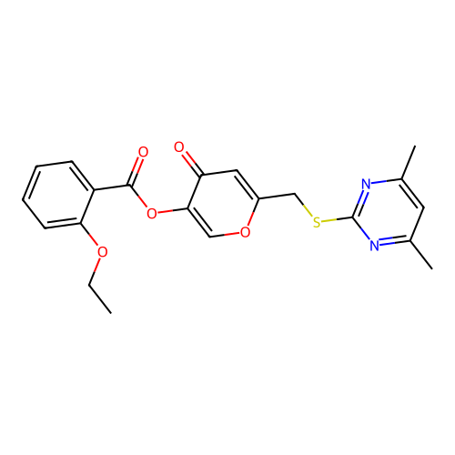 6-{[(4,6-dimethylpyrimidin-2-yl)sulfanyl]methyl}-4-oxo-4H-pyran-3-yl 2-ethoxybenzoate structure