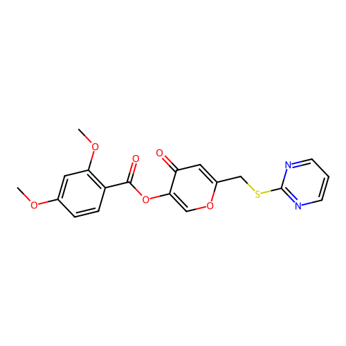 [4-Oxo-6-(pyrimidin-2-ylsulfanylmethyl)pyran-3-yl] 2,4-dimethoxybenzoate structure