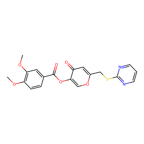 [4-Oxo-6-(pyrimidin-2-ylsulfanylmethyl)pyran-3-yl] 3,4-dimethoxybenzoate structure