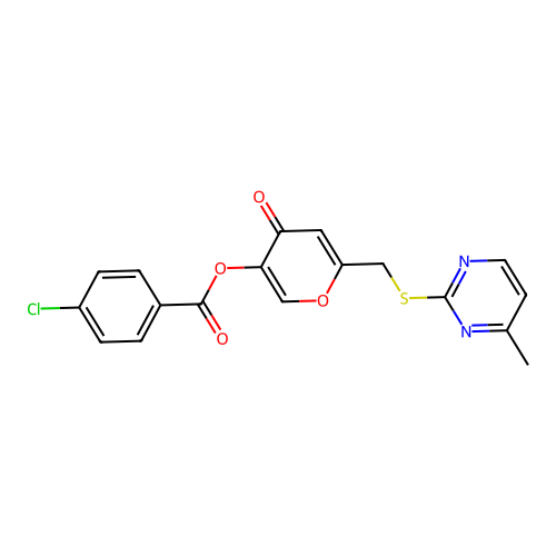 [6-[(4-Methylpyrimidin-2-yl)sulfanylmethyl]-4-oxopyran-3-yl] 4-chlorobenzoate structure