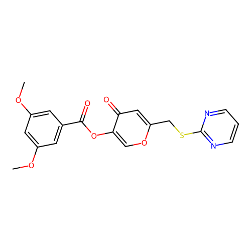 [4-Oxo-6-(pyrimidin-2-ylsulfanylmethyl)pyran-3-yl] 3,5-dimethoxybenzoate structure