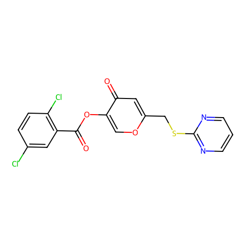 [4-Oxo-6-(pyrimidin-2-ylsulfanylmethyl)pyran-3-yl] 2,5-dichlorobenzoate structure