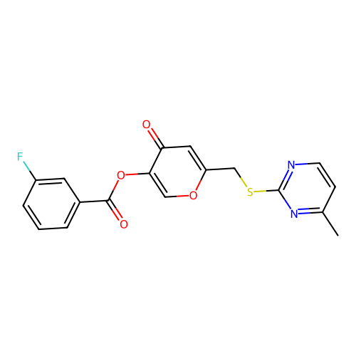 [6-[(4-Methylpyrimidin-2-yl)sulfanylmethyl]-4-oxopyran-3-yl] 3-fluorobenzoate structure
