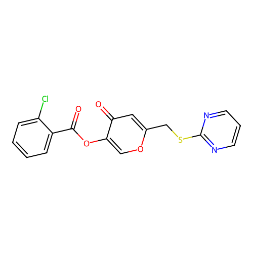 [4-Oxo-6-(pyrimidin-2-ylsulfanylmethyl)pyran-3-yl] 2-chlorobenzoate structure