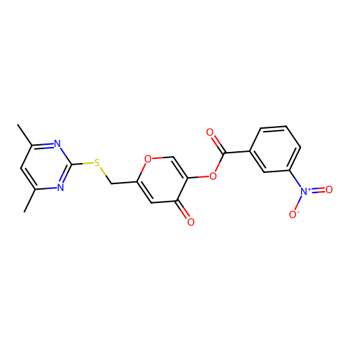 [6-[(4,6-Dimethylpyrimidin-2-yl)sulfanylmethyl]-4-oxopyran-3-yl] 3-nitrobenzoate structure