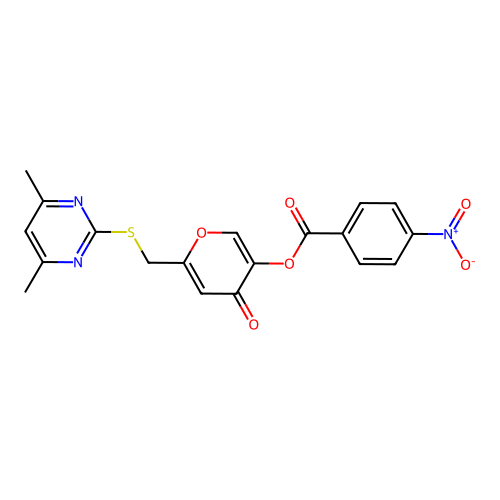 [6-[(4,6-Dimethylpyrimidin-2-yl)sulfanylmethyl]-4-oxopyran-3-yl] 4-nitrobenzoate structure