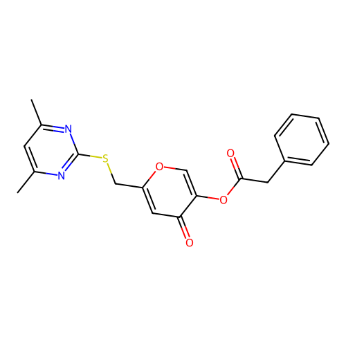 [6-[(4,6-Dimethylpyrimidin-2-yl)sulfanylmethyl]-4-oxopyran-3-yl] 2-phenylacetate structure
