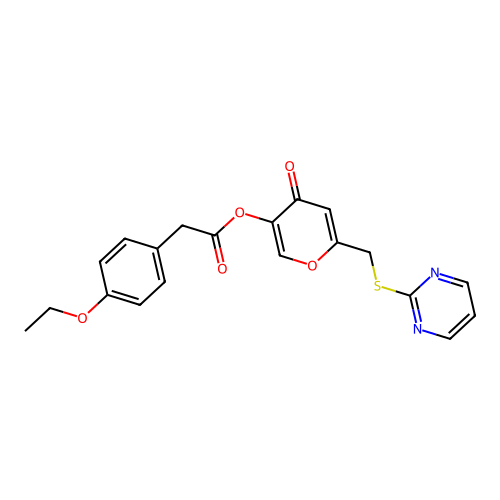 [4-Oxo-6-(pyrimidin-2-ylsulfanylmethyl)pyran-3-yl] 2-(4-ethoxyphenyl)acetate structure