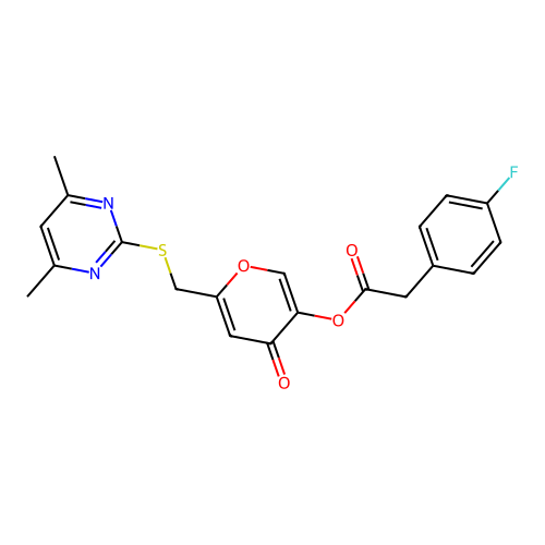 [6-[(4,6-dimethylpyrimidin-2-yl)sulfanylmethyl]-4-oxopyran-3-yl] 2-(4-fluorophenyl)acetate structure