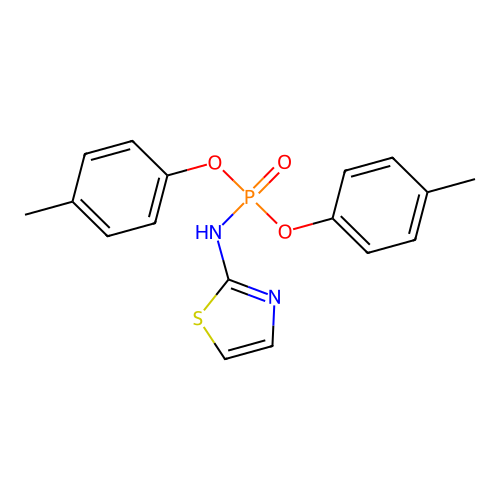 N-bis(4-methylphenoxy)phosphoryl-1,3-thiazol-2-amine structure
