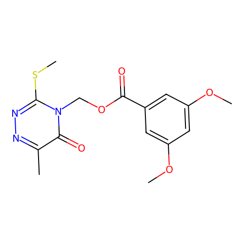 (6-Methyl-3-methylsulfanyl-5-oxo-1,2,4-triazin-4-yl)methyl 3,5-dimethoxybenzoate structure