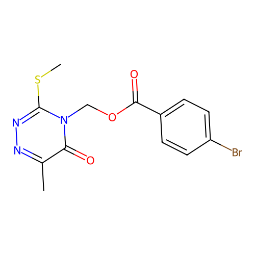 (6-Methyl-3-methylsulfanyl-5-oxo-1,2,4-triazin-4-yl)methyl 4-bromobenzoate structure