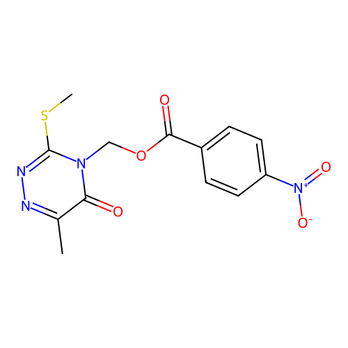 (6-Methyl-3-methylsulfanyl-5-oxo-1,2,4-triazin-4-yl)methyl 4-nitrobenzoate structure