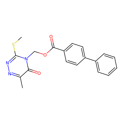 (6-Methyl-3-methylsulfanyl-5-oxo-1,2,4-triazin-4-yl)methyl 4-phenylbenzoate structure