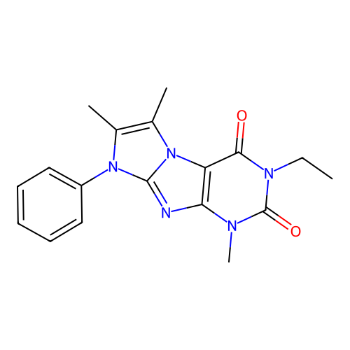 2-Ethyl-4,7,8-trimethyl-6-phenylpurino[7,8-a]imidazole-1,3-dione structure