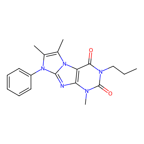 1,6,7-trimethyl-8-phenyl-3-propyl-1H-imidazo[2,1-f]purine-2,4(3H,8H)-dione structure