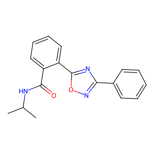 2-(3-phenyl-1,2,4-oxadiazol-5-yl)-N-propan-2-ylbenzamide structure