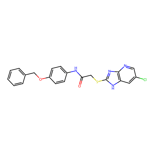 2-[(6-chloro-1H-imidazo[4,5-b]pyridin-2-yl)sulfanyl]-N-(4-phenylmethoxyphenyl)acetamide structure