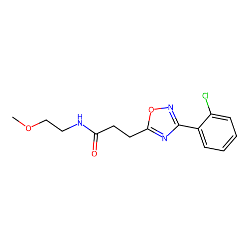3-[3-(2-chlorophenyl)-1,2,4-oxadiazol-5-yl]-N-(2-methoxyethyl)propanamide structure