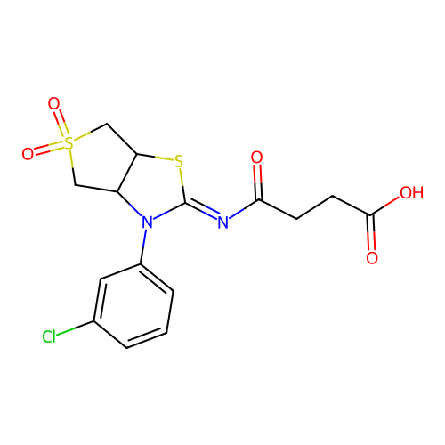 4-{[(2Z)-3-(3-chlorophenyl)-5,5-dioxidotetrahydrothieno[3,4-d][1,3]thiazol-2(3H)-ylidene]amino}-4-oxobutanoic acid structure