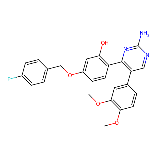 2-(2-Amino-5-(3,4-dimethoxyphenyl)pyrimidin-4-yl)-5-((4-fluorobenzyl)oxy)phenol structure