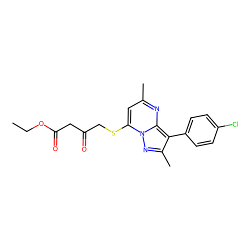 ethyl 4-{[3-(4-chlorophenyl)-2,5-dimethylpyrazolo[1,5-a]pyrimidin-7-yl]sulfanyl}-3-oxobutanoate structure