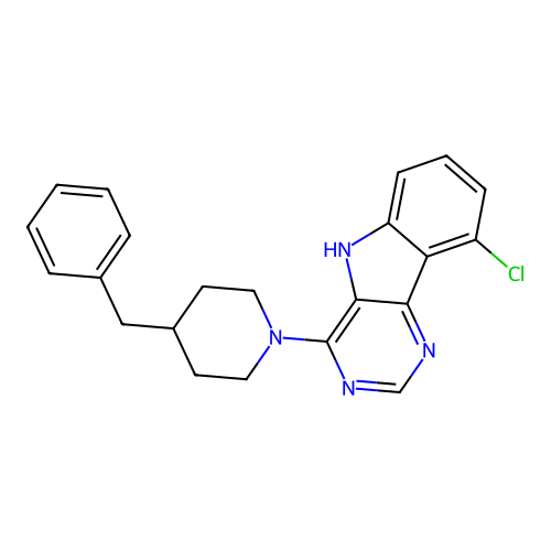4-(4-benzylpiperidin-1-yl)-9-chloro-5H-pyrimido[5,4-b]indole structure