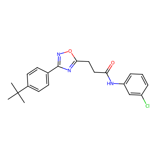 3-[3-(4-tert-butylphenyl)-1,2,4-oxadiazol-5-yl]-N-(3-chlorophenyl)propanamide structure