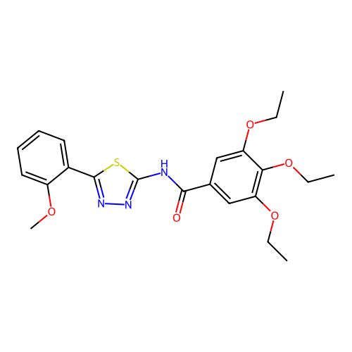 3,4,5-triethoxy-N-[5-(2-methoxyphenyl)-1,3,4-thiadiazol-2-yl]benzamide structure