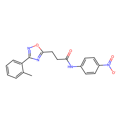 3-[3-(2-methylphenyl)-1,2,4-oxadiazol-5-yl]-N-(4-nitrophenyl)propanamide structure
