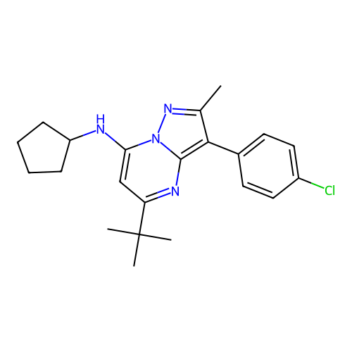 5-tert-butyl-3-(4-chlorophenyl)-N-cyclopentyl-2-methylpyrazolo[1,5-a]pyrimidin-7-amine structure