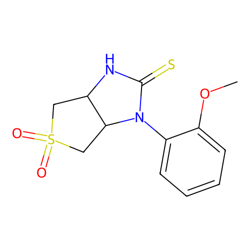 1-(2-methoxyphenyl)tetrahydro-1H-thieno[3,4-d]imidazole-2(3H)-thione 5,5-dioxide structure