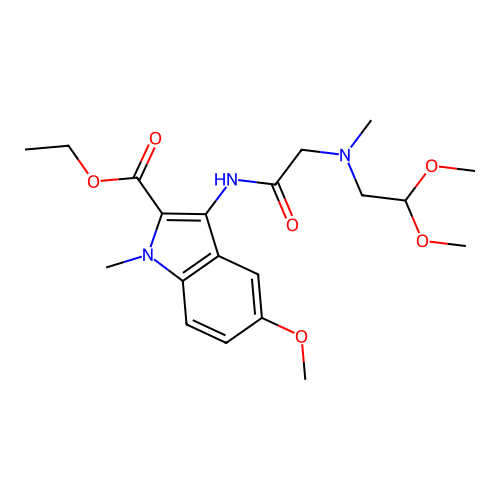 ethyl 3-(2-((2,2-dimethoxyethyl)(methyl)amino)acetamido)-5-methoxy-1-methyl-1H-indole-2-carboxylate structure