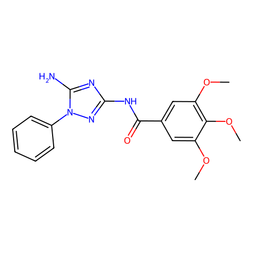 N-(5-amino-1-phenyl-1H-1,2,4-triazol-3-yl)-3,4,5-trimethoxybenzamide structure