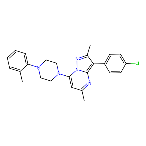3-(4-chlorophenyl)-2,5-dimethyl-7-(4-(o-tolyl)piperazin-1-yl)pyrazolo[1,5-a]pyrimidine structure