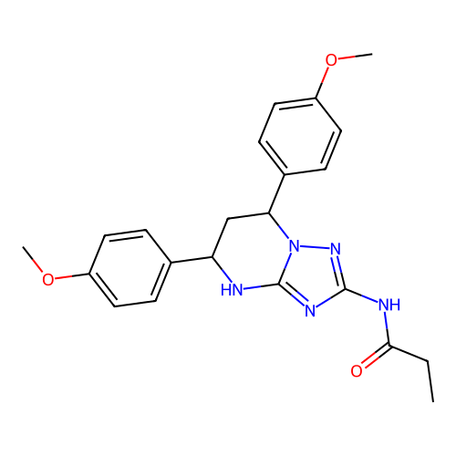 N-(5,7-bis(4-methoxyphenyl)-4,5,6,7-tetrahydro-[1,2,4]triazolo[1,5-a]pyrimidin-2-yl)propionamide structure
