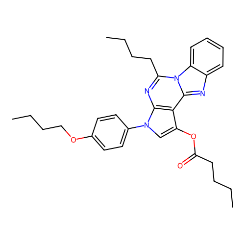 3-(4-butoxyphenyl)-5-butyl-3H-benzo[4,5]imidazo[1,2-c]pyrrolo[3,2-e]pyrimidin-1-yl pentanoate structure