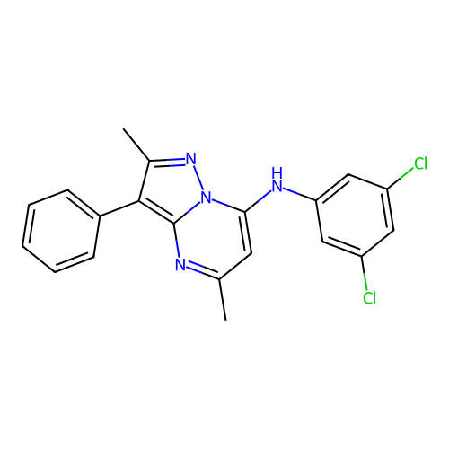 N-(3,5-dichlorophenyl)-2,5-dimethyl-3-phenylpyrazolo[1,5-a]pyrimidin-7-amine structure